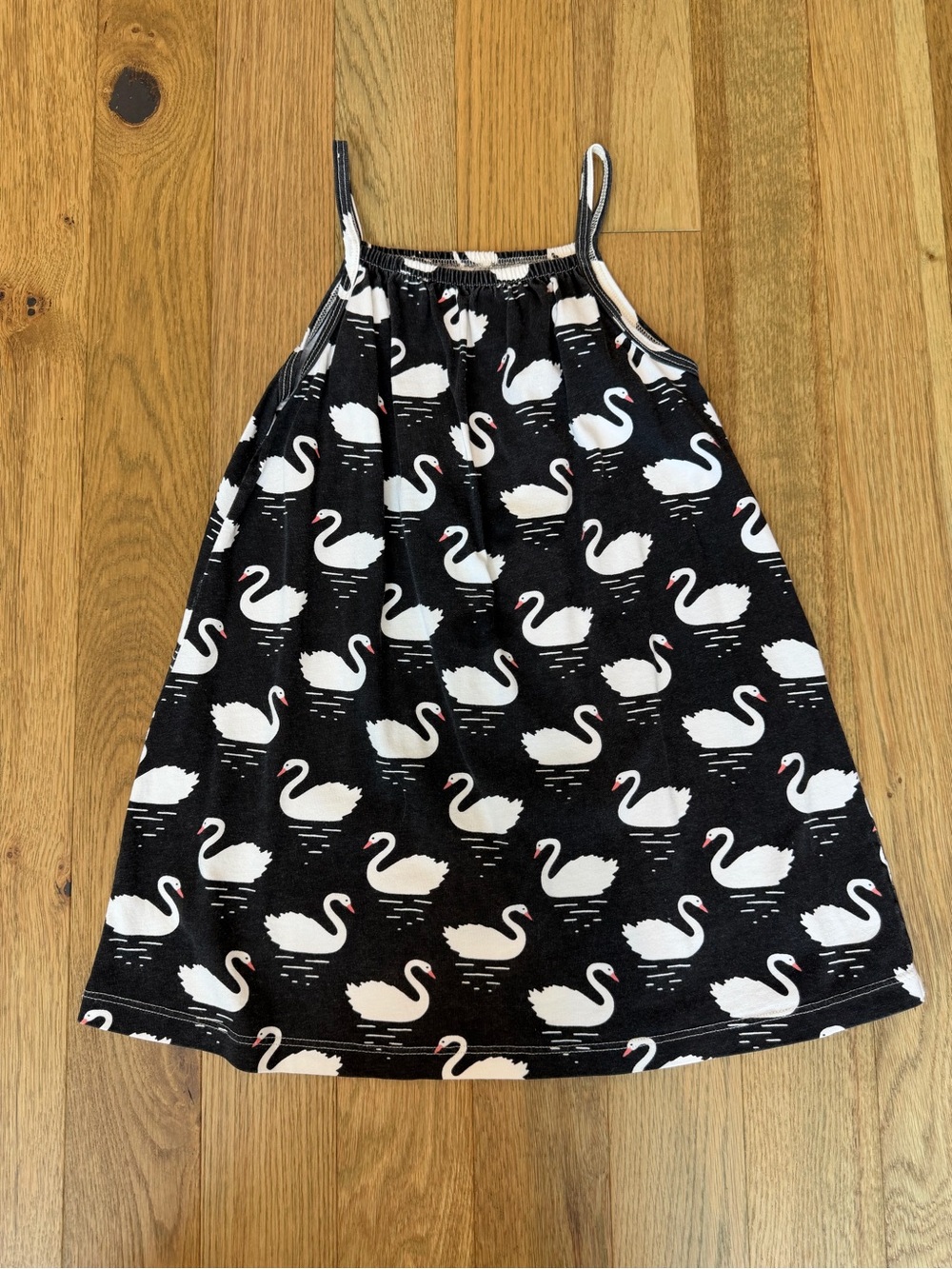 Winter Water Factory Girls Size 4 Black White Swan Organic Cotton Dress